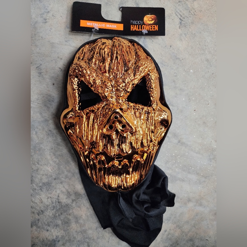 Happy Halloween Metallic Pumpkin Mask